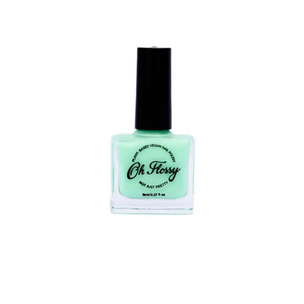 Oh Flossy Childrens Kids Brilliant Fluro Green Plant Based Nail Polish