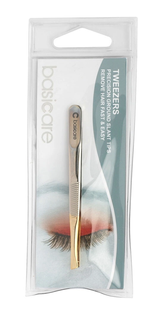 Basicare Tweezers Slant Tip 1/2 Gold Blade 8.5cm