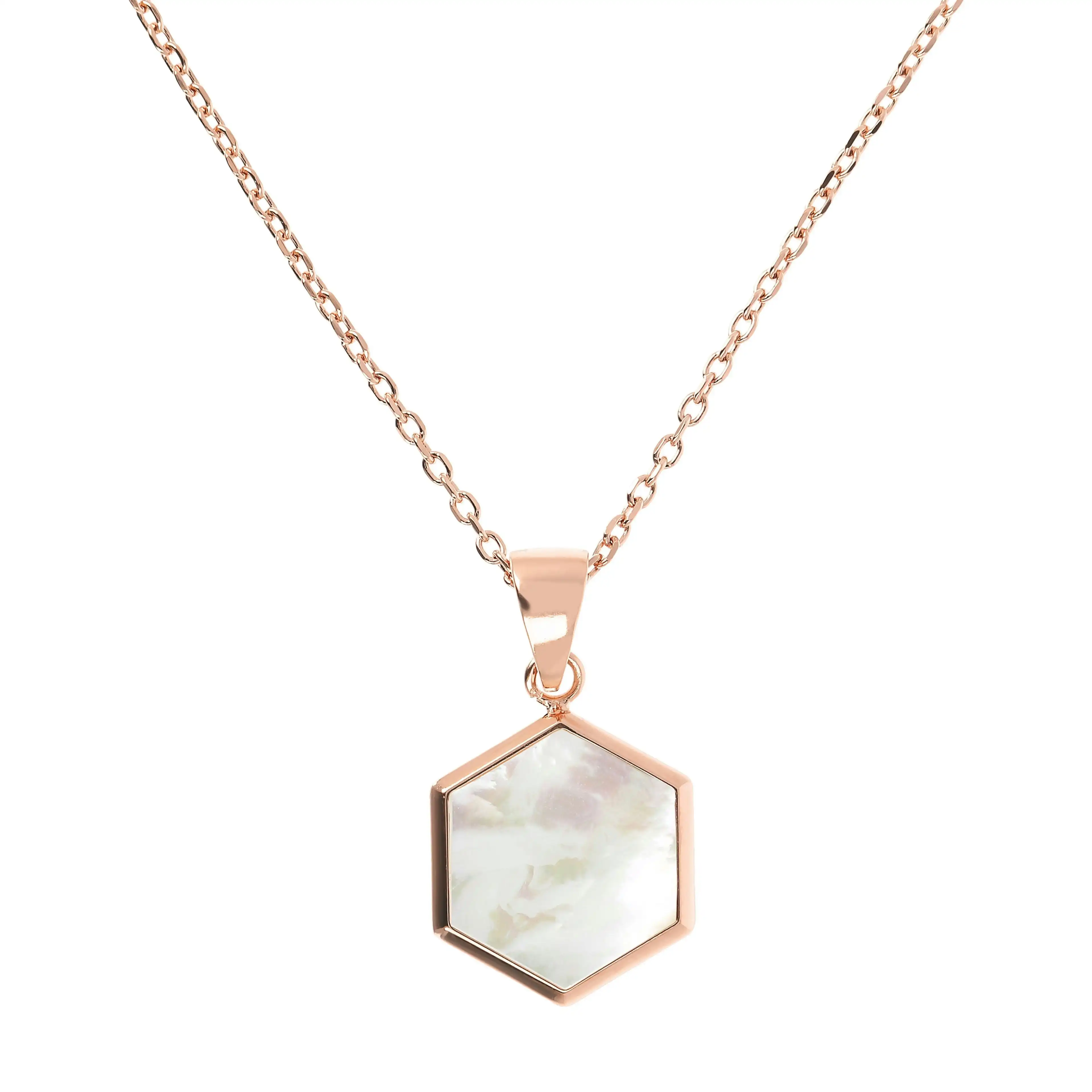 Bronzallure Small Hexagon Pendant Necklace