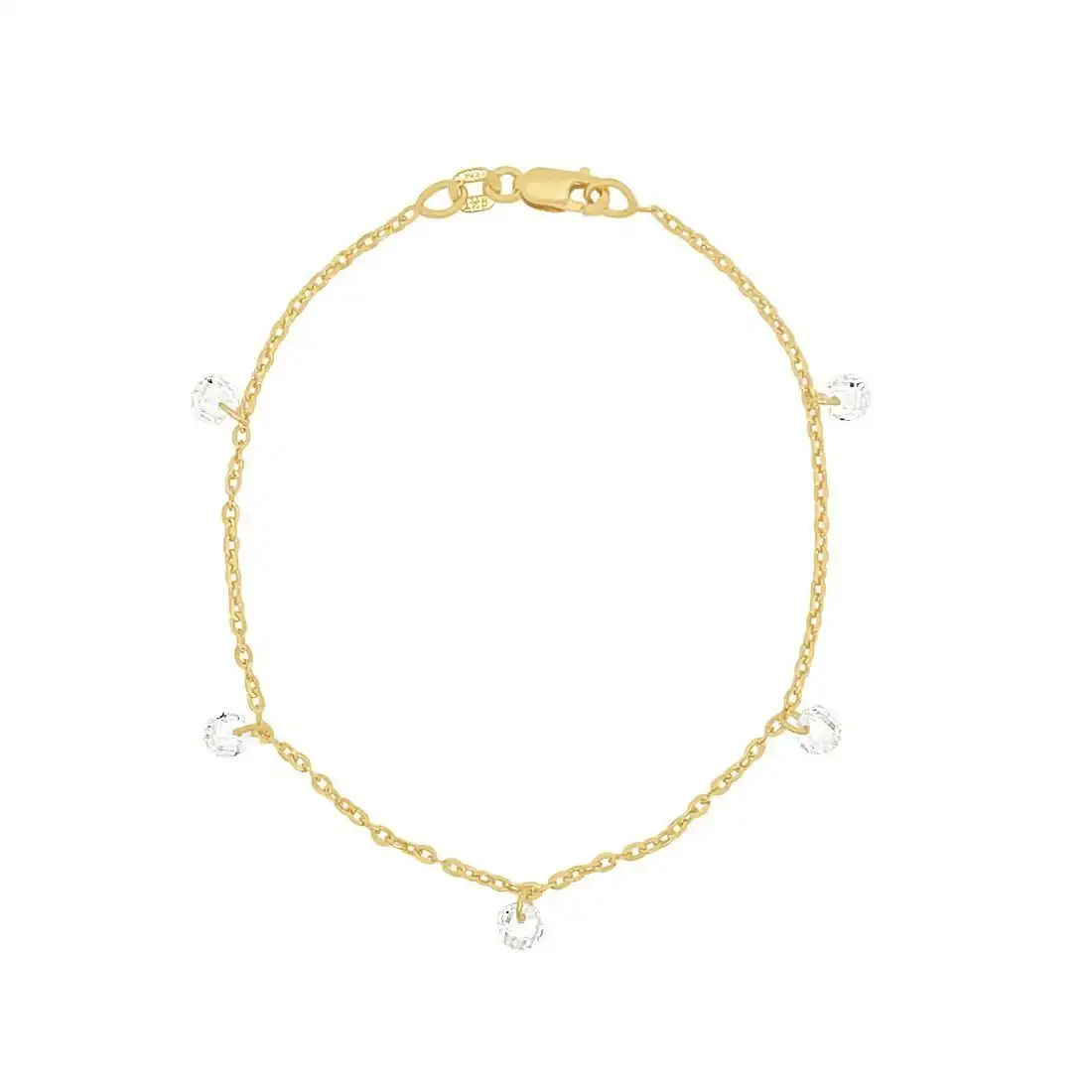 9ct Yellow Gold Silver Infused Charm Bracelet