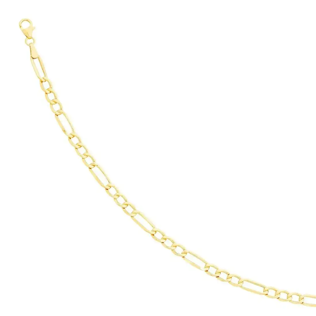 9ct Yellow Gold Silver Infused Figaro 1/3 Chain Necklace 50cm