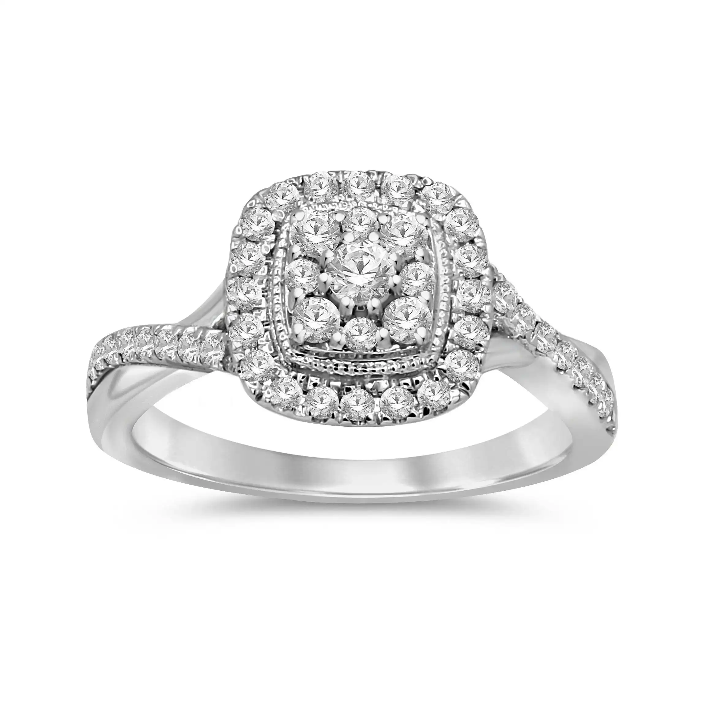 Meera Halo Ring with 1/2ct of Laboratory Grown Diamonds in 9ct White Gold