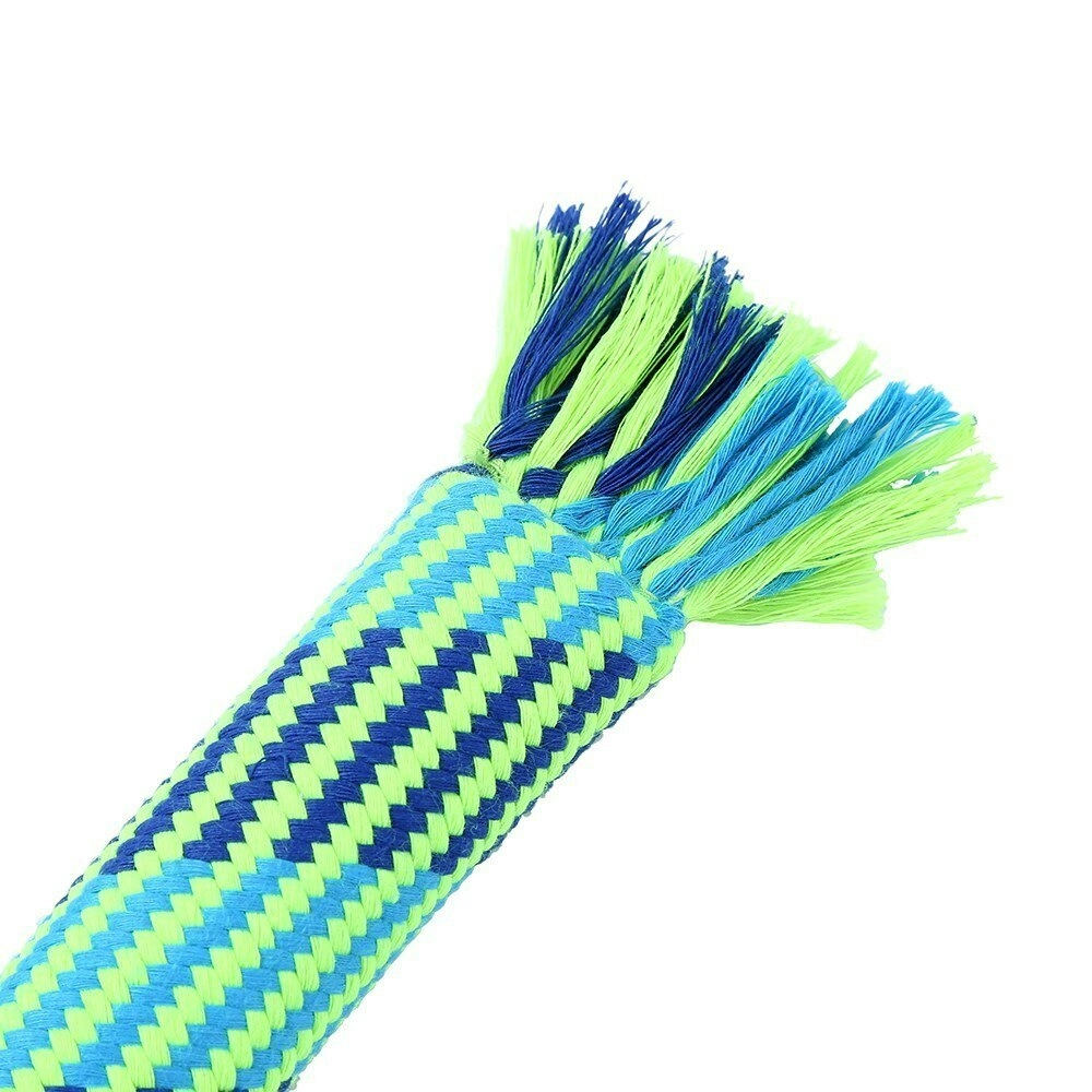 3x Paws & Claws 30cm Tug-Of-War Dog Chew Toy Rubber Core Rope Puppy Play BL/GRN