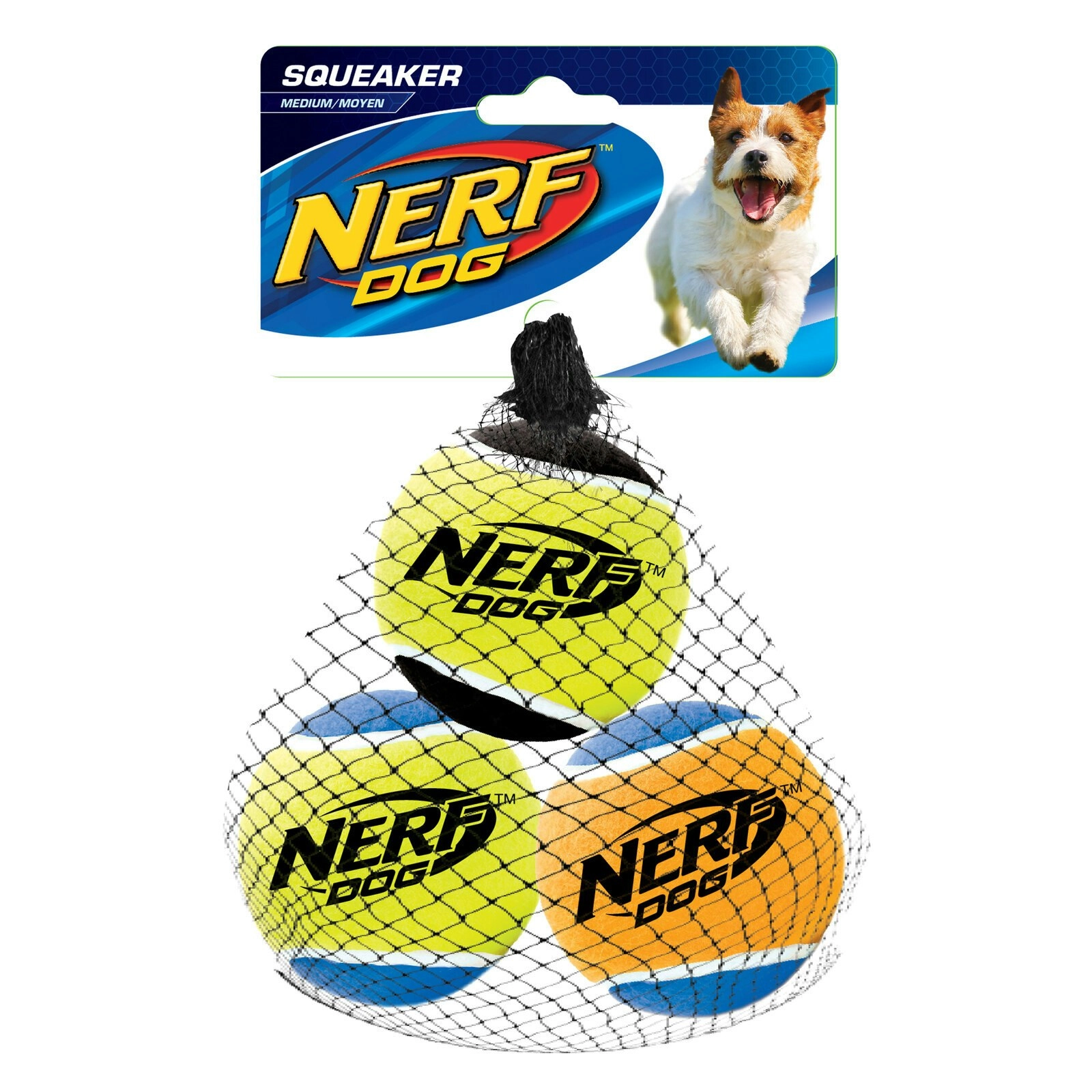 3x Nerf Dog 2.5in Squeak Tennis Balls Multi Play Catch Throwing Squeak Dog Toy