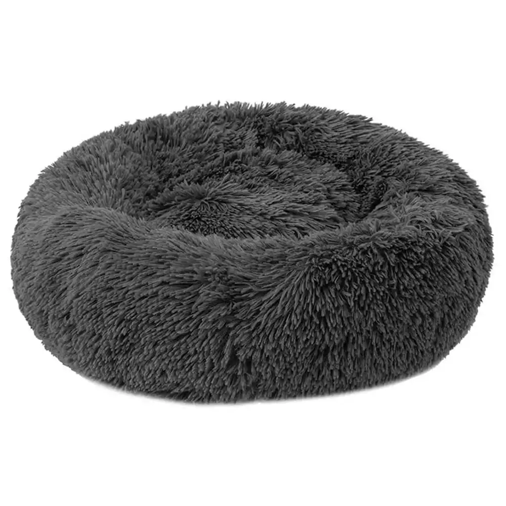 Royale L 60cm Donut Cuddler Round Pet Bed Dog/Puppy/Cat Soft Nest Warm Dark Grey