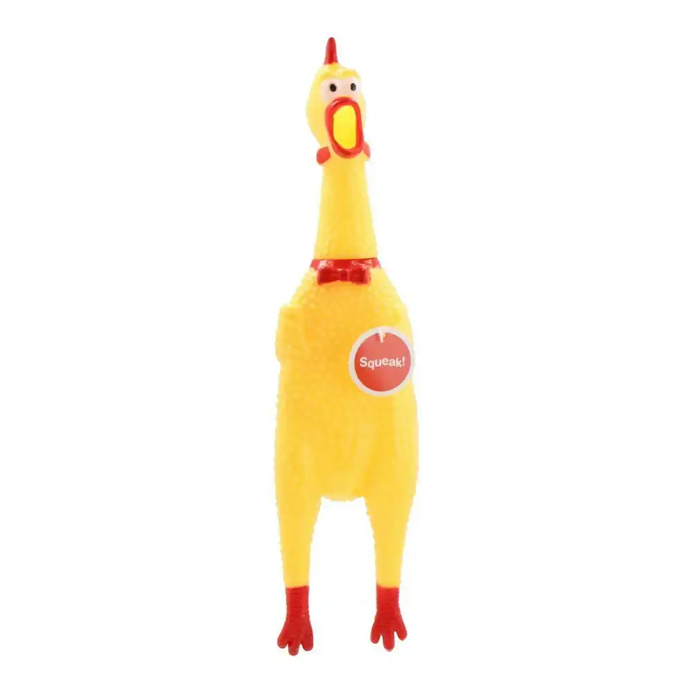 Paws & Claws 32cm Squawking Vinyl Rubber Chicken Dog Toy Chew Squeaking Fun YL