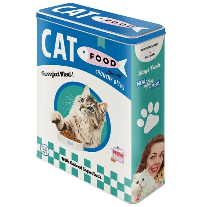 Nostalgic Art XL Metal 4L/26cm Tin Box Container Storage for Cat/Pet Food Blue