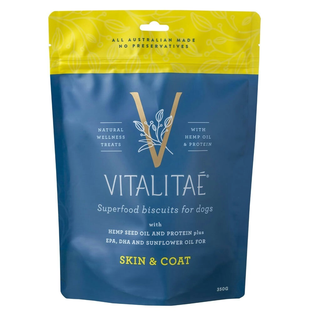 Vitalitae Dog 350g Biscuits Skin/Coat w/Hemp Oil/Protein Pet Food Healthy Treats