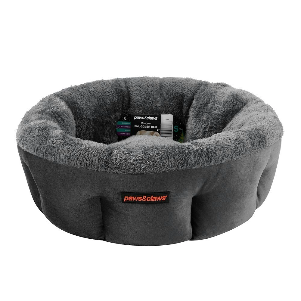 Paws & Claws Pet/Dog 48cm Moscow Snuggler Bed Comfort Lounger/Cushion Dark Grey