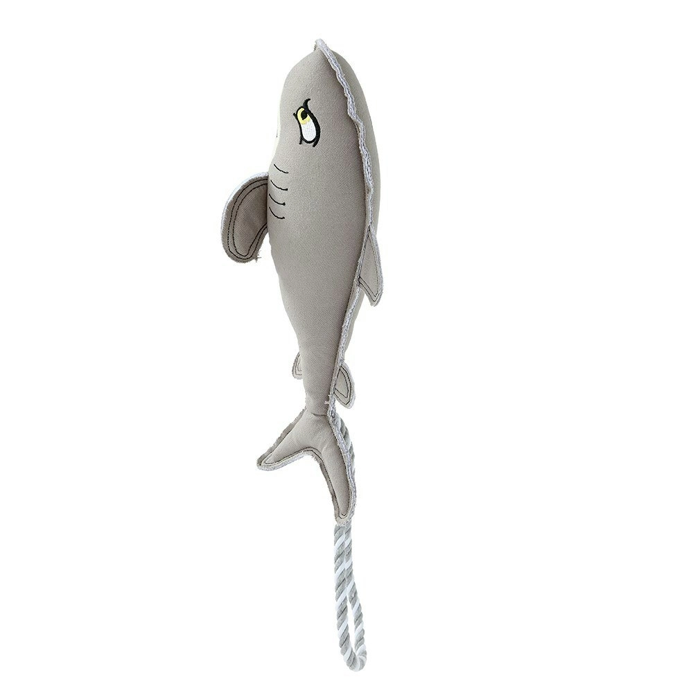 Paws & Claws Pet/Dog 60cm Savage Shark Canvas Rope Tugger Toy w/ Squeaker Grey