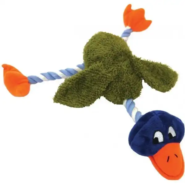 Rosewood 42cm Rope Delia Duck Plush Dog Pet Toy Interactive Squeaker Fun Play
