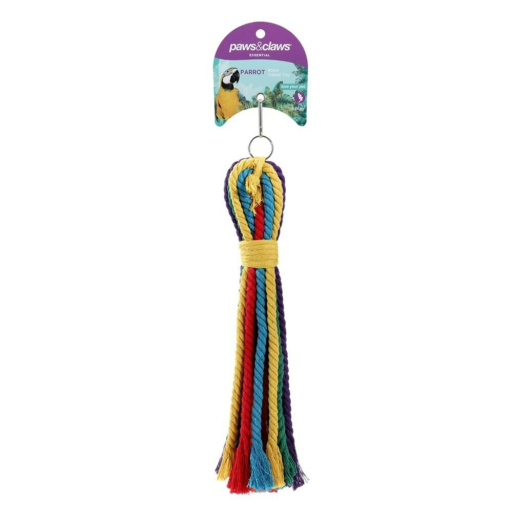 Paws & Claws Parrot/Birds Pet Hanging 30cm Rope Tassel Toy Interactive Fun Play