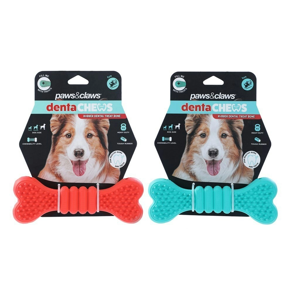 2x Paws And Claws 17x6.1x3.7cm Denta Chew Teeth Clean Bone Dog/Pet Toy Assort