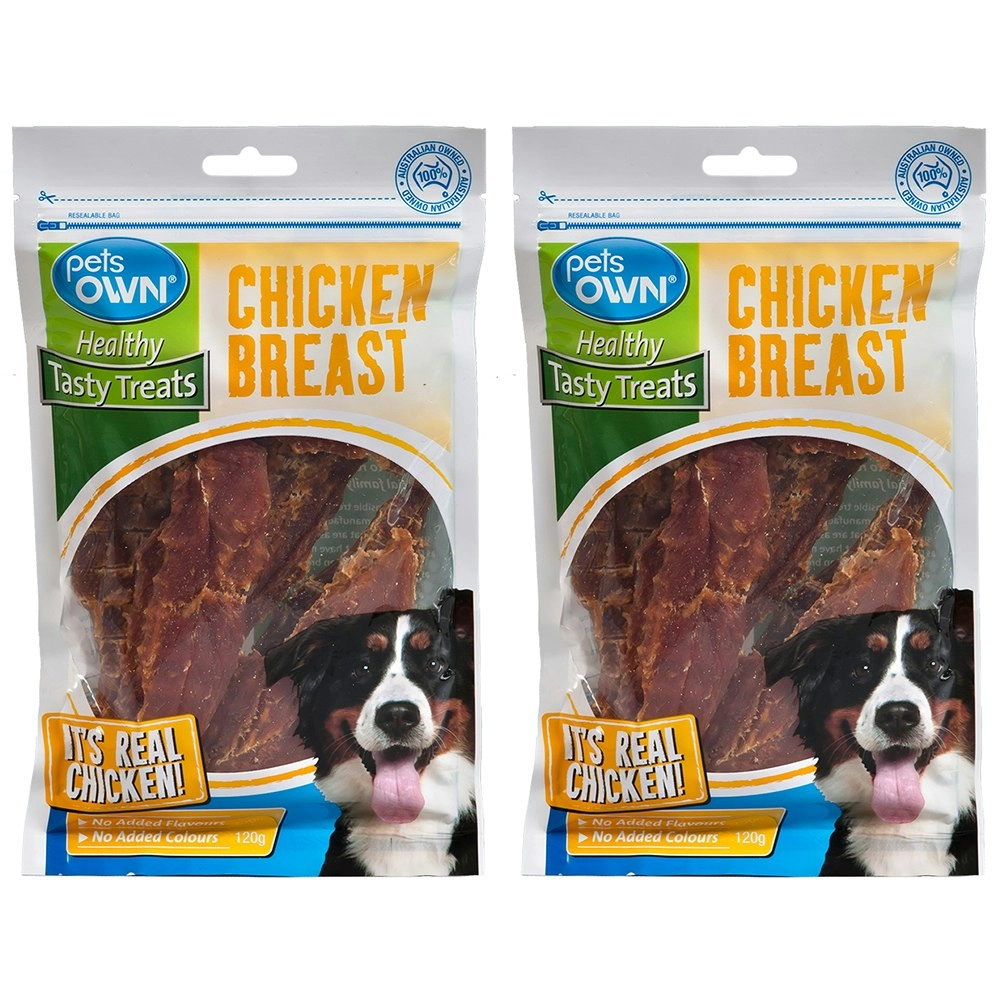 2x Pets Own Chicken Breast Healthy Food Tasty Dog/Pet Treats/Snacks/Rewards 120g