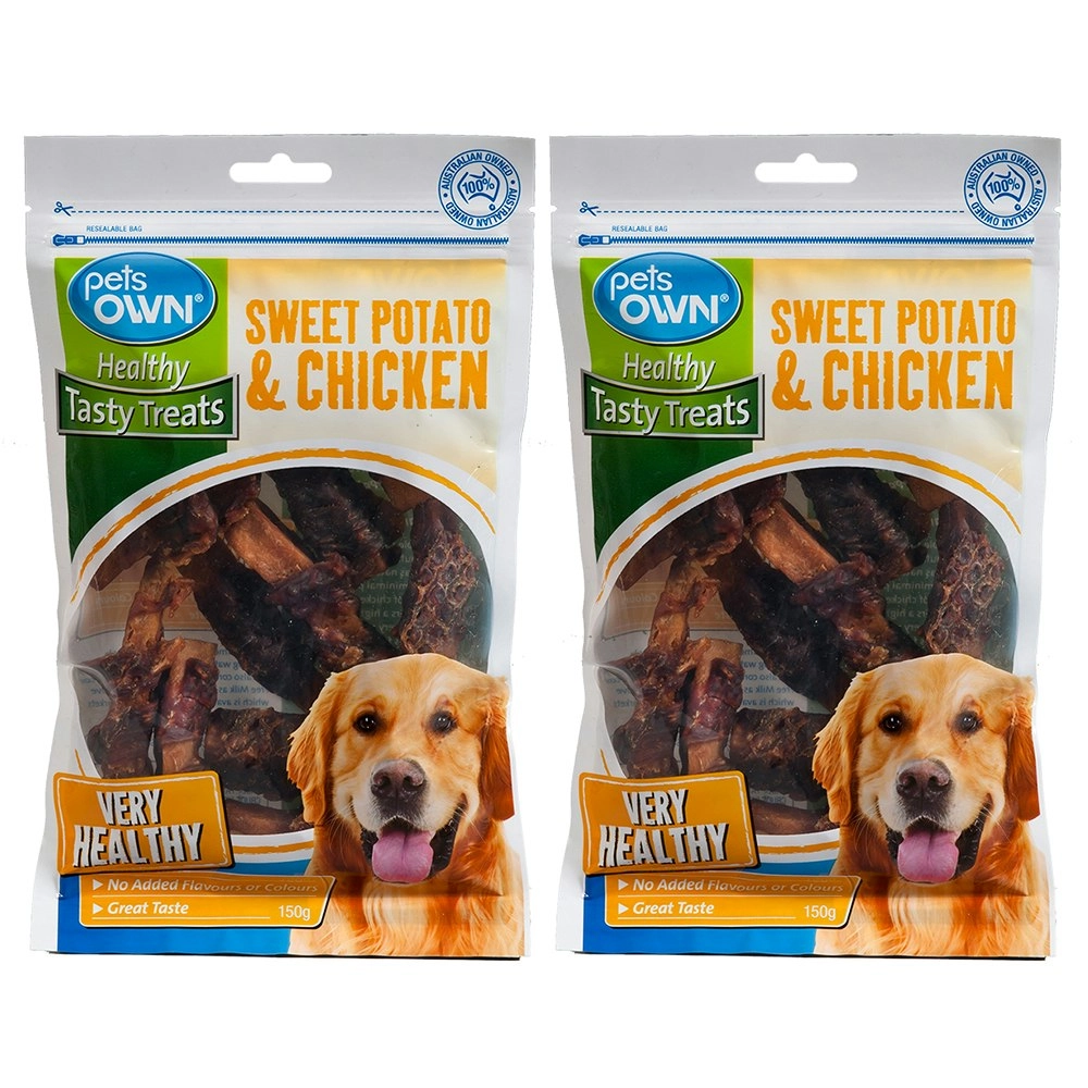 2x Pets Own Sweet Potato & Chicken Healthy Tasty Dog/Pet Treats/Food/Snacks 150g