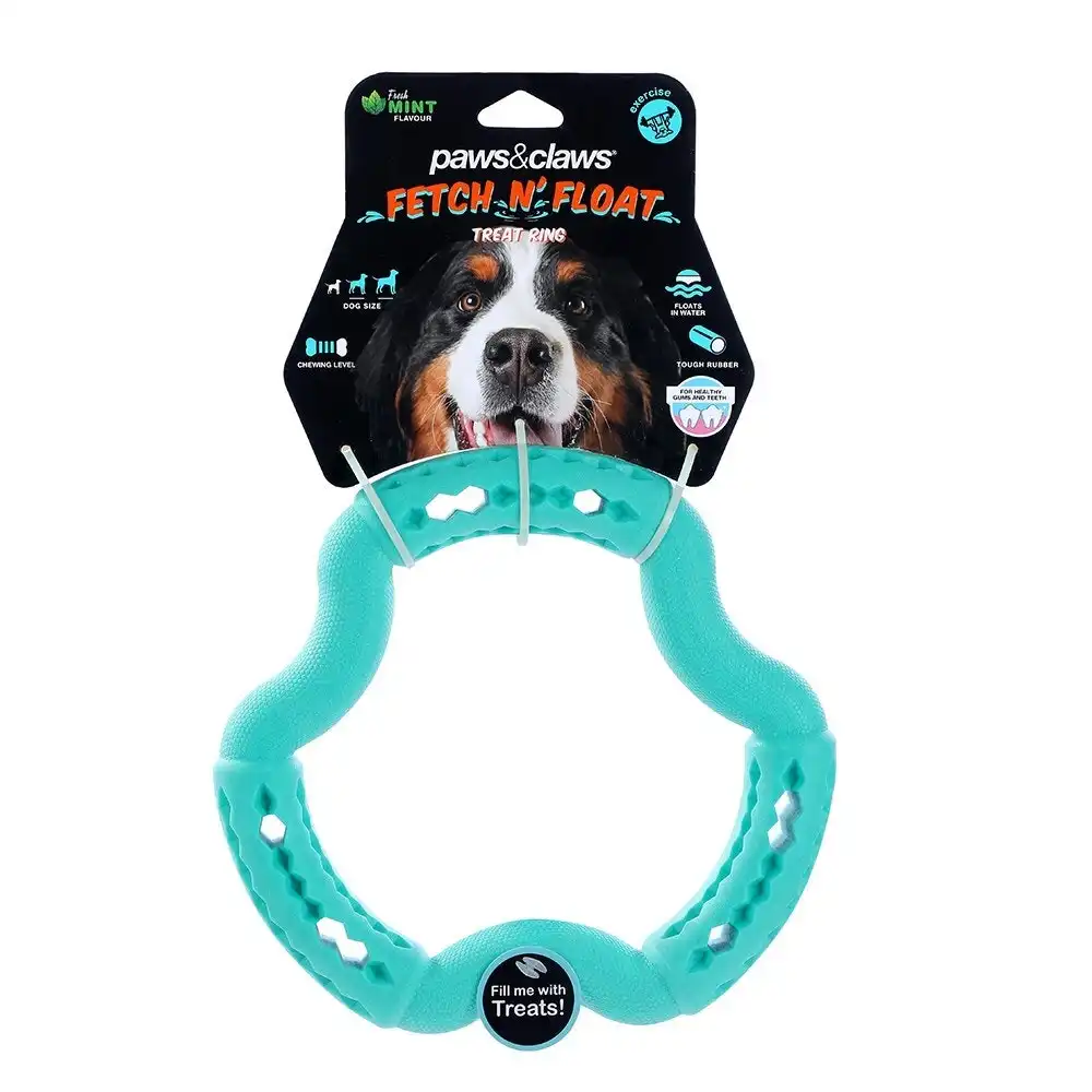 Paws & Claws 21x21x3.6cm Fetch N' Play Treat Ring Dog/Pet Rubber Toy Assorted
