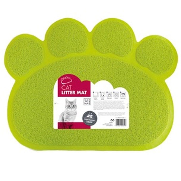 M-Pets 60cm Paw Cat Litter Mat Pet Trapping Rug/Anti-Slip Catch Trapper Pad GRN