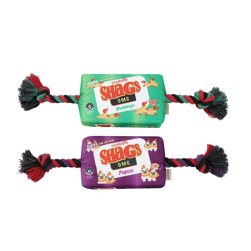 Paws & Claws 27cm Sniffs Shags Snacks Oxford Tugger Pet Play Toy w/ Rope Asstd