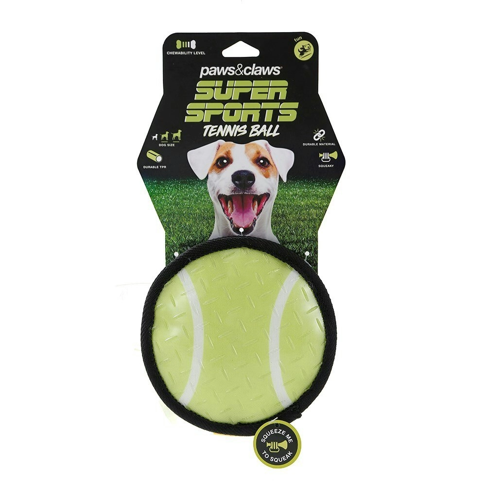 Paws & Claws 15cm Super Sports TPR Covered Oxford Tennis Ball Pet Toy w/Squeaker