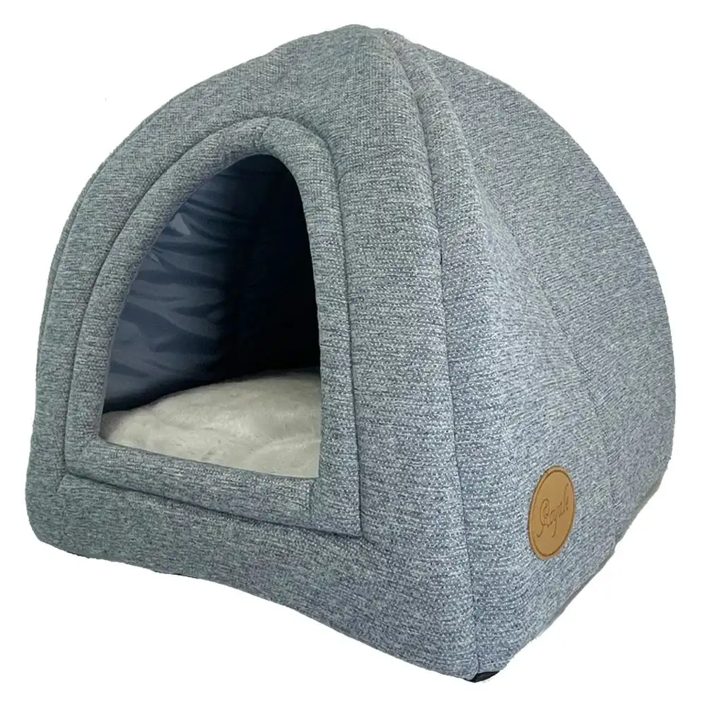 Royale 35cm Cat Dome Igloo Bed Light Grey Plush Soft Cozy Comfy Warm Cushion