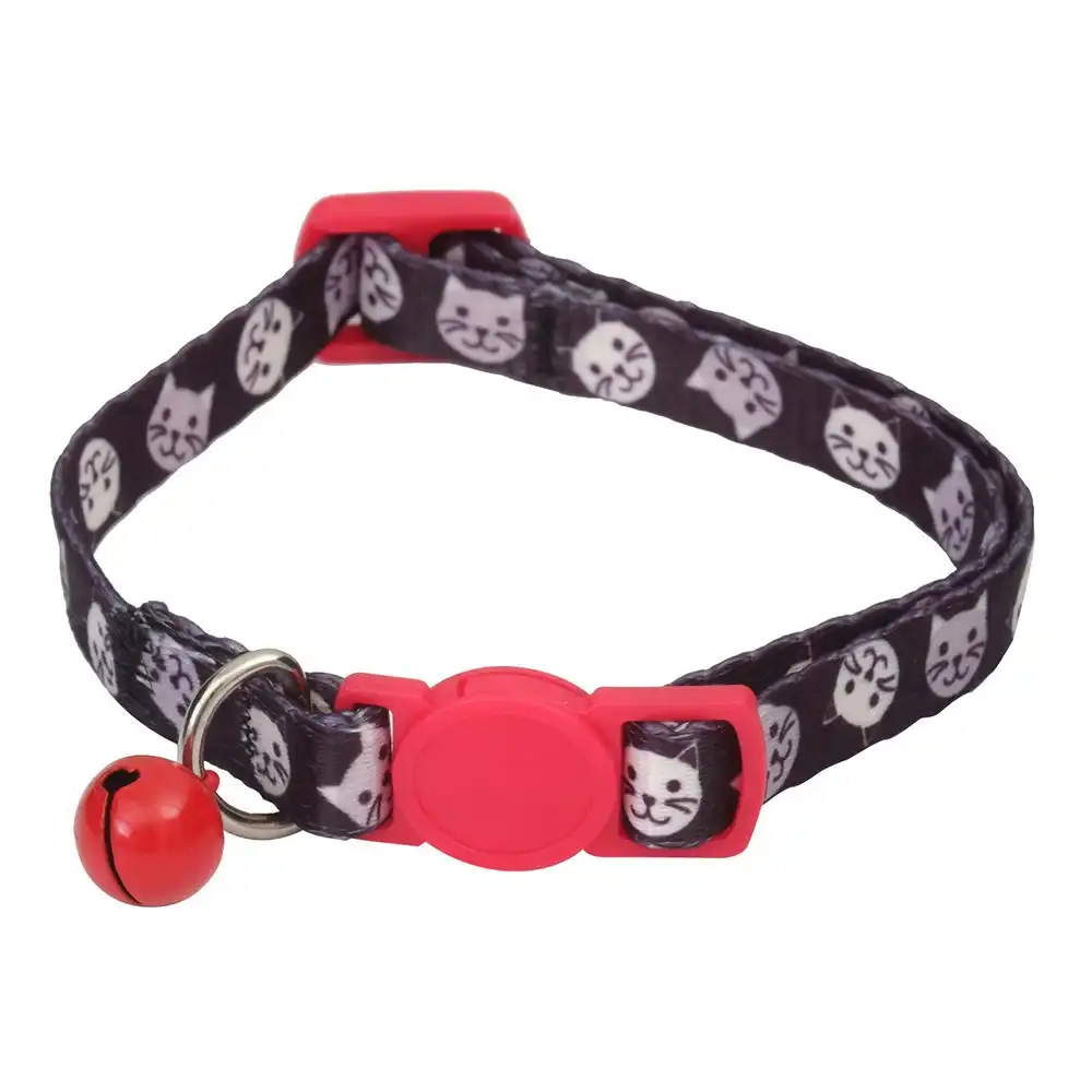 M-Pets Zany 30cm Eco-Friendly Pet/Cat Neck Collar Secure Strap w/ Bell Coral