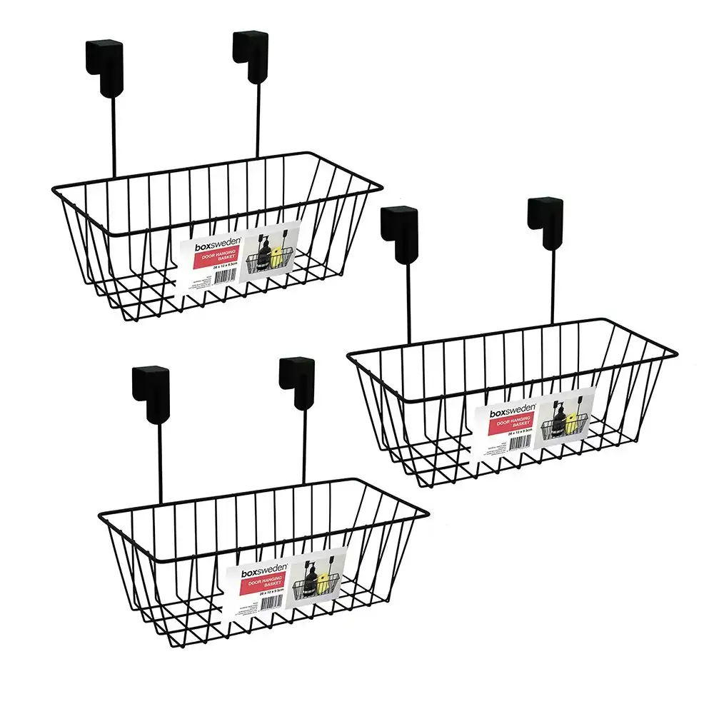 3x Boxsweden 28cm Wire Door Hanging Basket/Storage/Organiser/Rack/Caddy Assrted