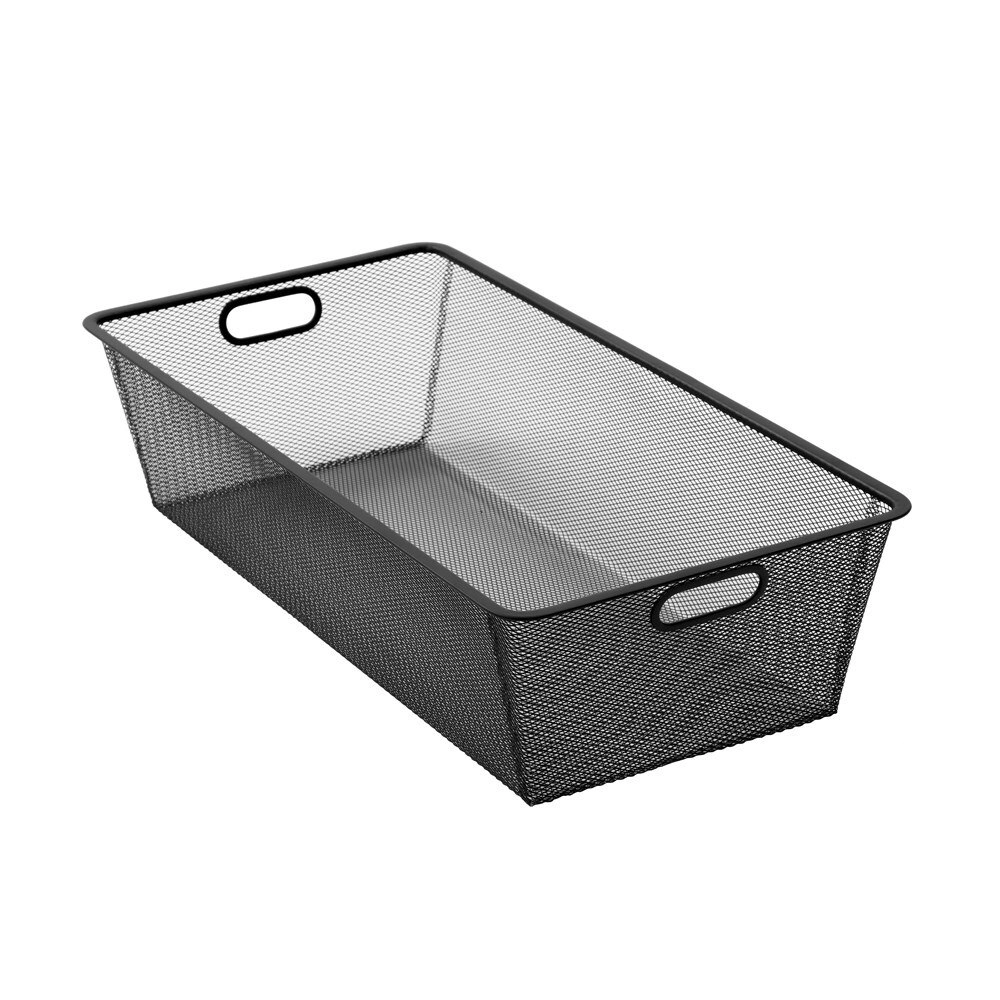 Boxsweden Mesh Storage Basket 33x65.5cm Home Organiser Container Holder Black