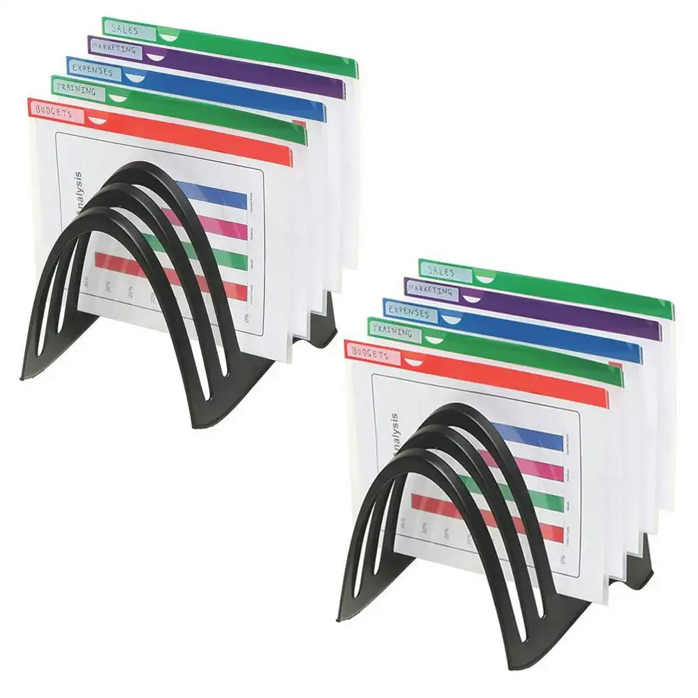 2PK Marbig A4 Paper Documents Folder Rack/Organiser Holder/Stand Home/Office BLK