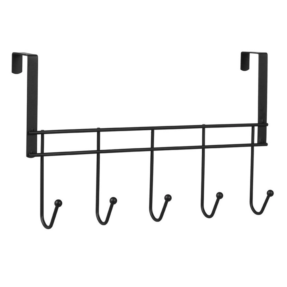 Boxsweden 38cm Wire Over Door 5-Hooks Hanger/Organiser/Holder/Storage Black