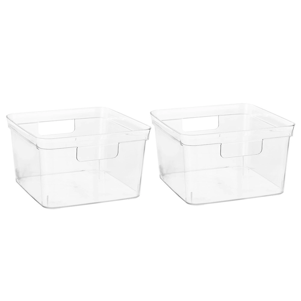 2x Boxsweden Crystal Square 25.5x15cm Storage Container Home Organiser Box CLR