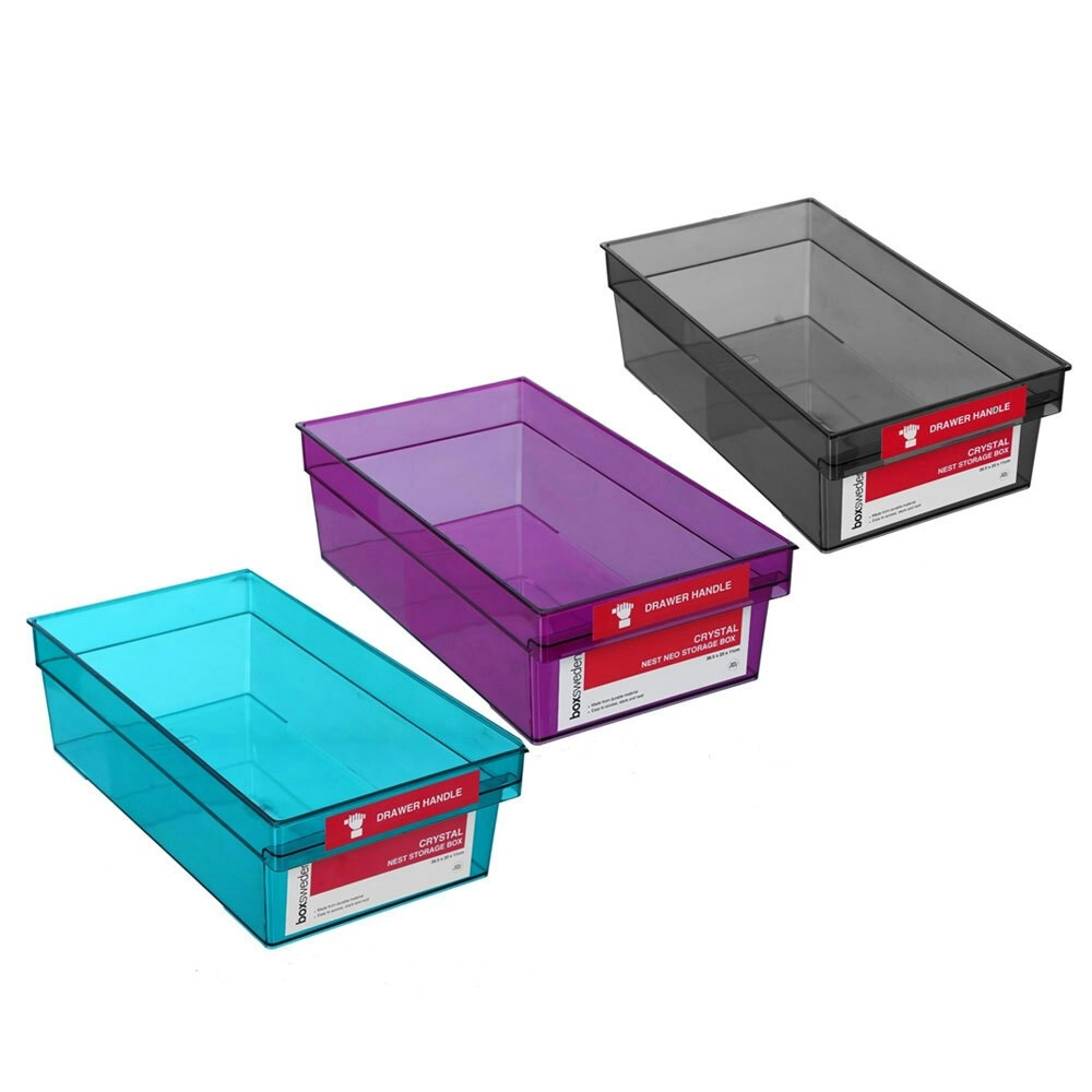 3x Boxsweden Crystal Nest Neo Storage Box 36.5x20cm Organiser Container Assort.