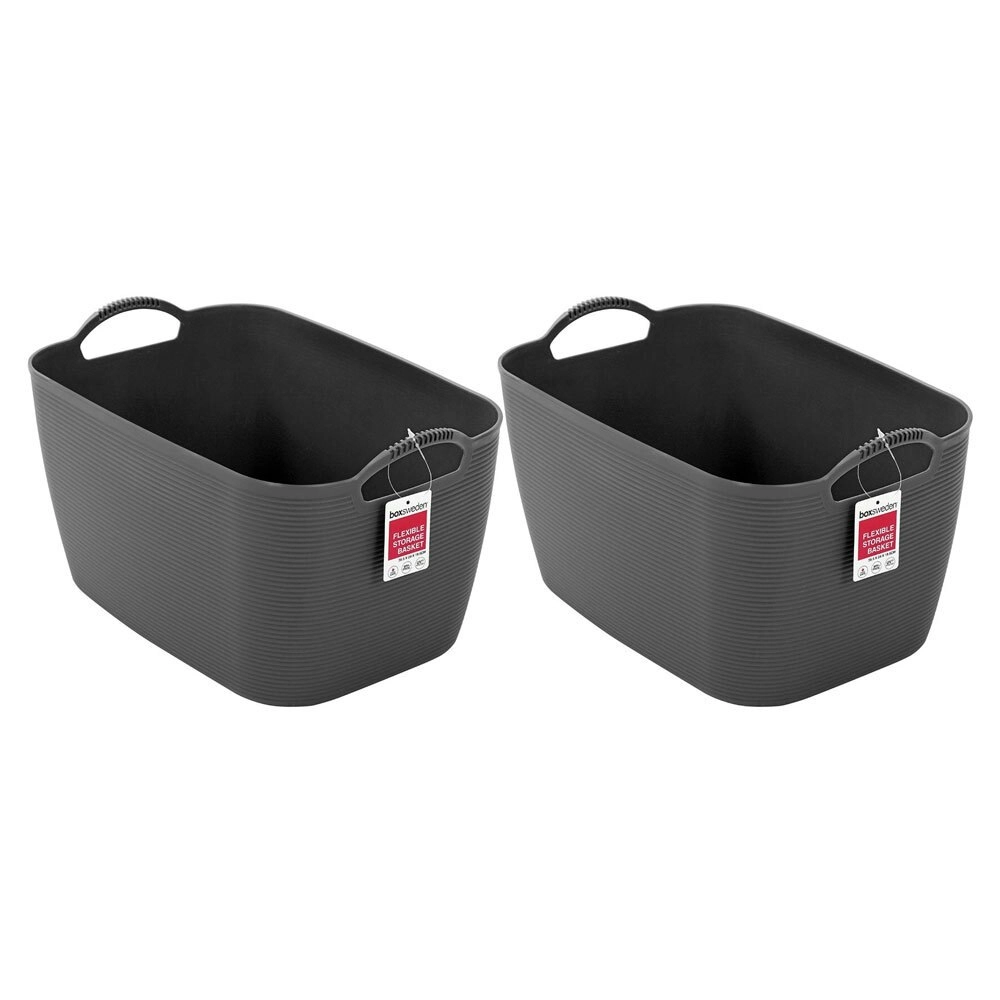 2x Boxsweden 35.5cm Flexible Storage Basket Container Organiser w/Handles L Asst