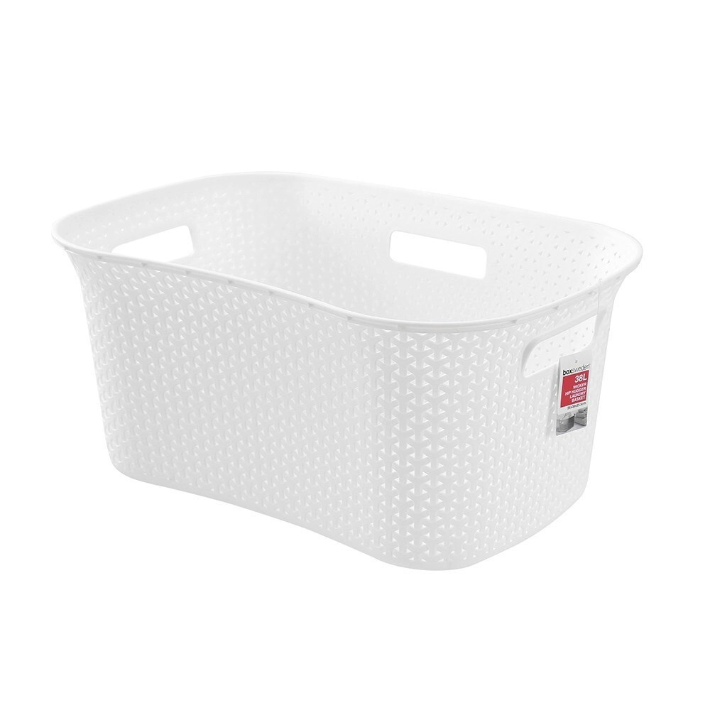 Boxsweden 38L Wicker Hip Hugger Laundry Basket/Container 56x38x25.5cm Assorted