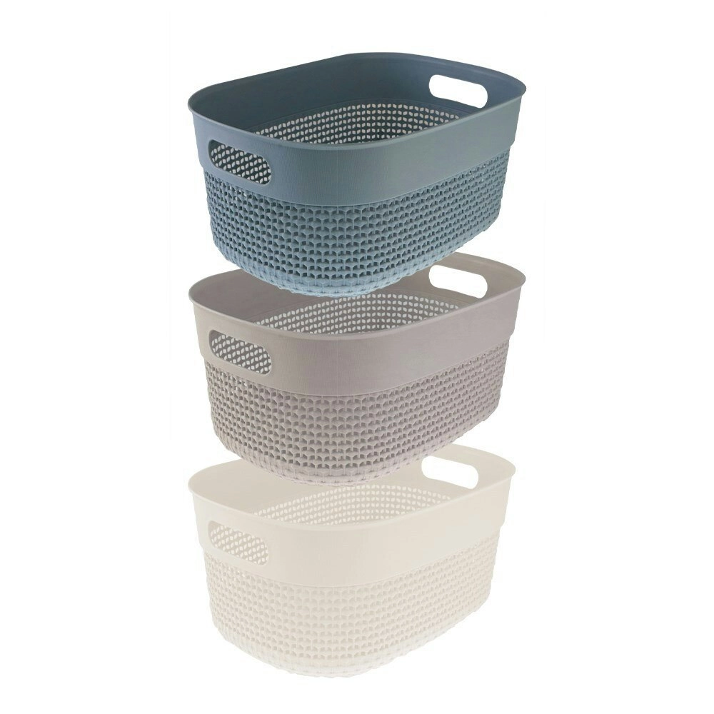 3x Boxsweden Logan Basket Medium 26.5cm Home Storage Organiser Containers Asst.