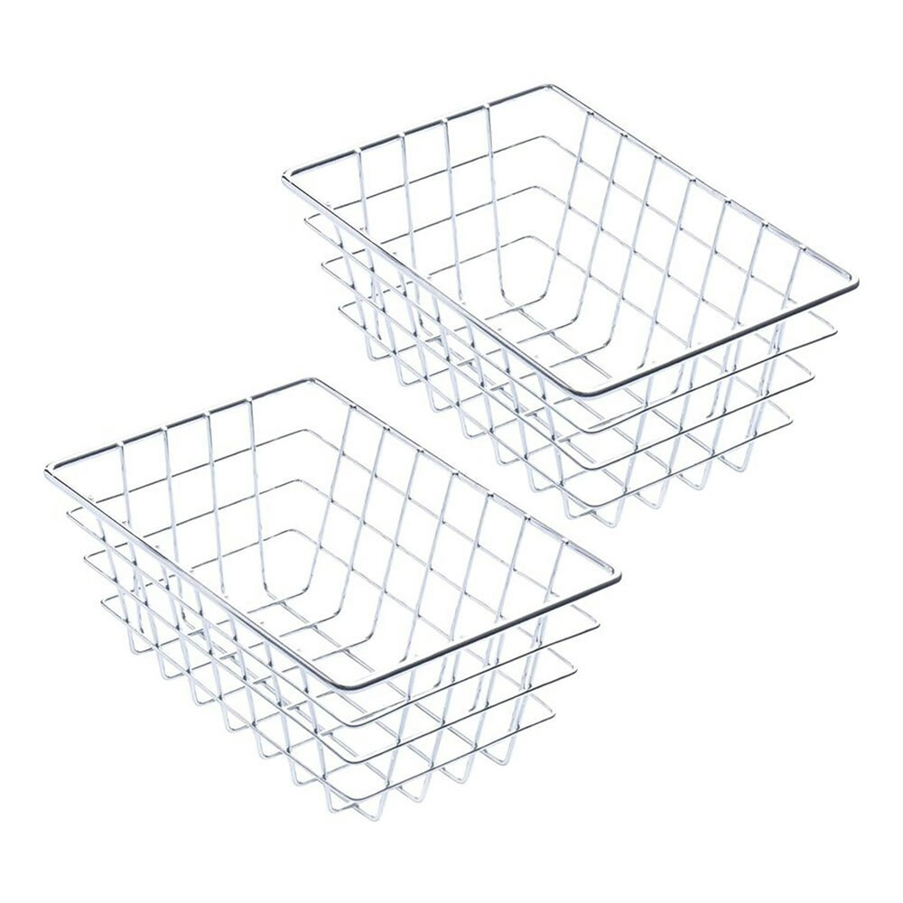 2x Sandleford 18cm Display Basket Rectangle Storage Home Organiser Small Chrome