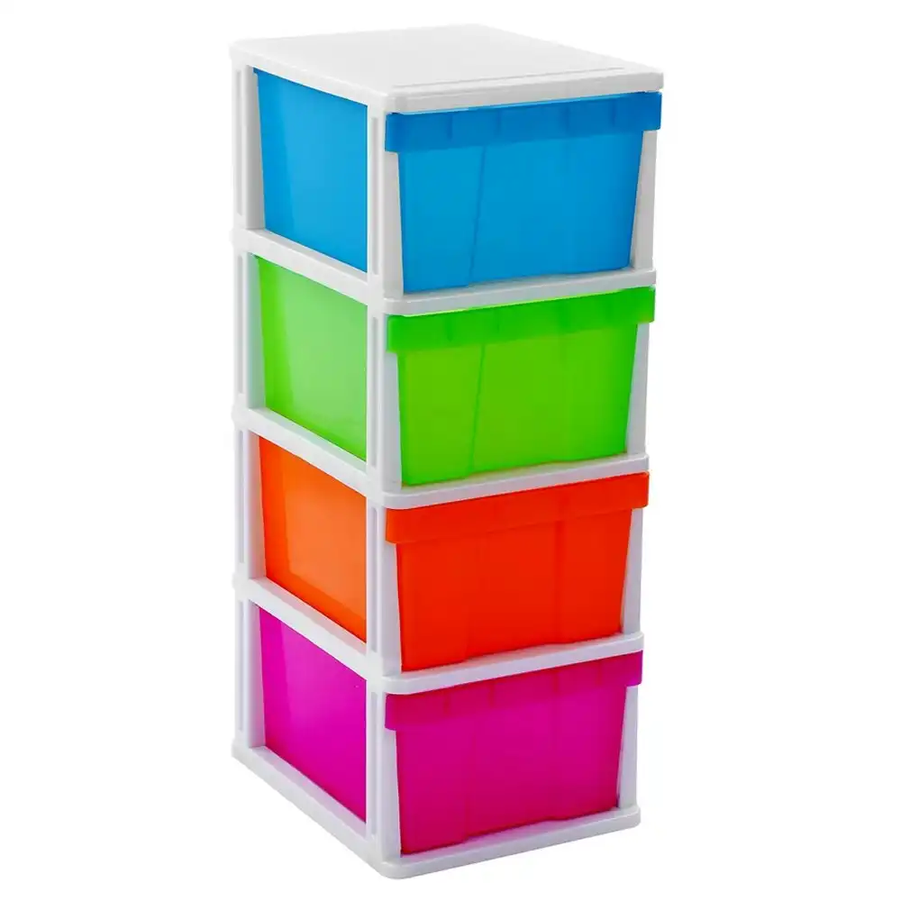Boxsweden 103cm Mega 4 Standing Storage Drawer Plastic Cabinet Container Colour