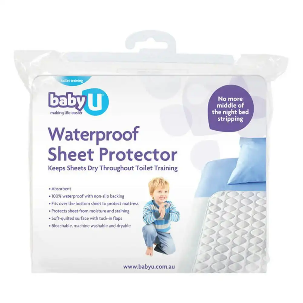 Baby U Waterproof Sheet Protector Nursery Bedding Cover Cotton for Single Bed WH