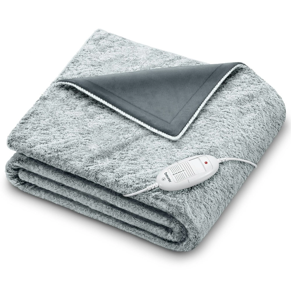 Beurer HD75G-NORDIC Cosy Electric Heated/Heating Cuddly Throw Fleece Blanket GRY