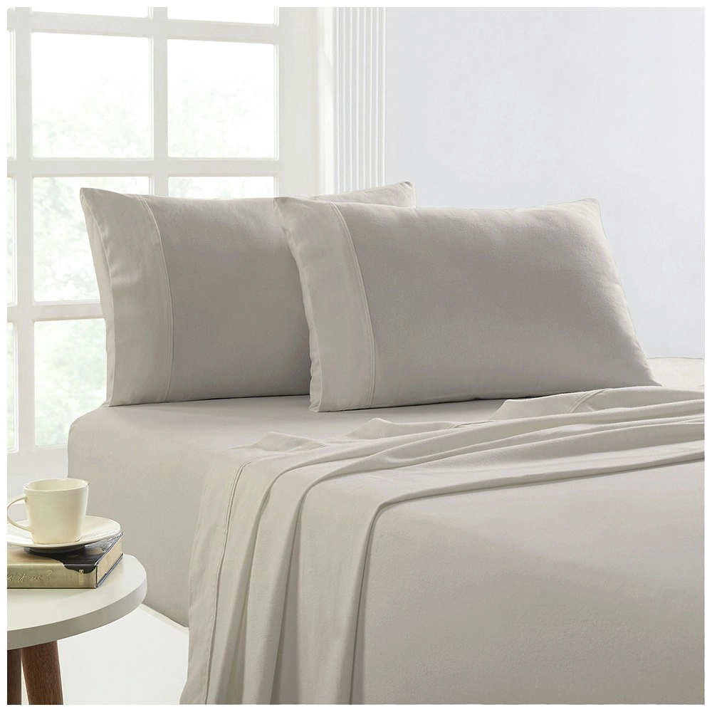 Park Avenue King Single Bed Flannelette Fitted Sheet Set 175GSM EGY Cotton Sand