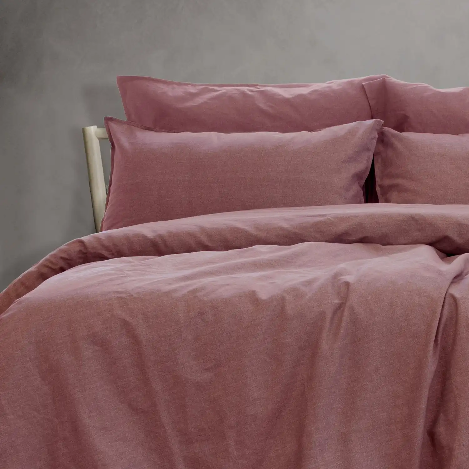 Ardor Boudoir Embre Queen Bed Cotton Quilt Cover Set Linen Look Washed Plum