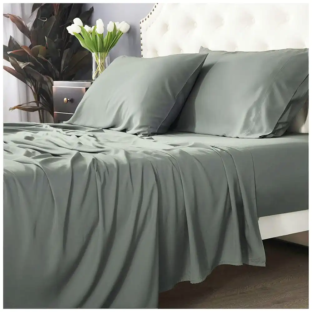 Park Avenue Long Single Fitted Sheet/Pillowcases Set 500TC Bamboo Cotton Jade