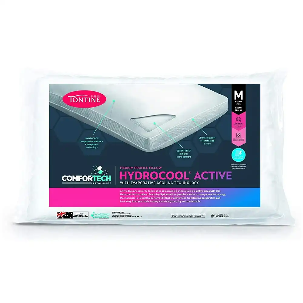 Tontine 46x72cm Comfortech Hydrocool Active Cotton Pillow Medium Profile White