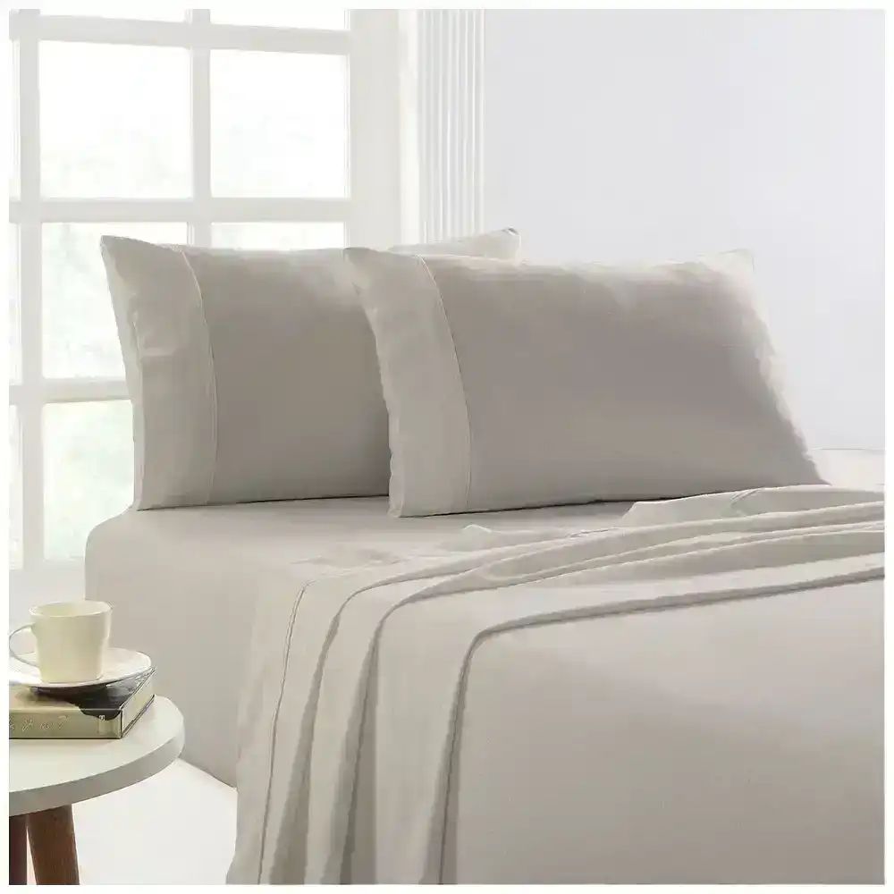 Park Avenue Mega King Bed Flannelette Fitted Sheet Set 175GSM Egypt Cotton Sand