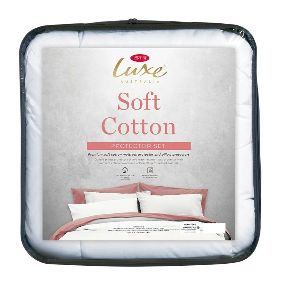 Tontine King Bed Luxe Cotton Quilted Mattress/Pillow Protector Case Cover Set