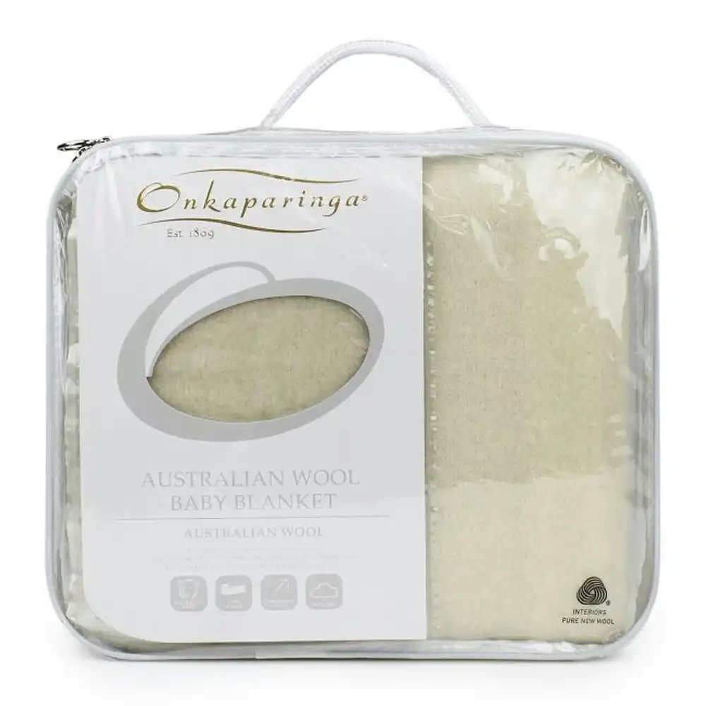 Onkaparinga 120x160cm Baby/Newborn Washable Wool Cot Soft Blanket Cream 420GSM