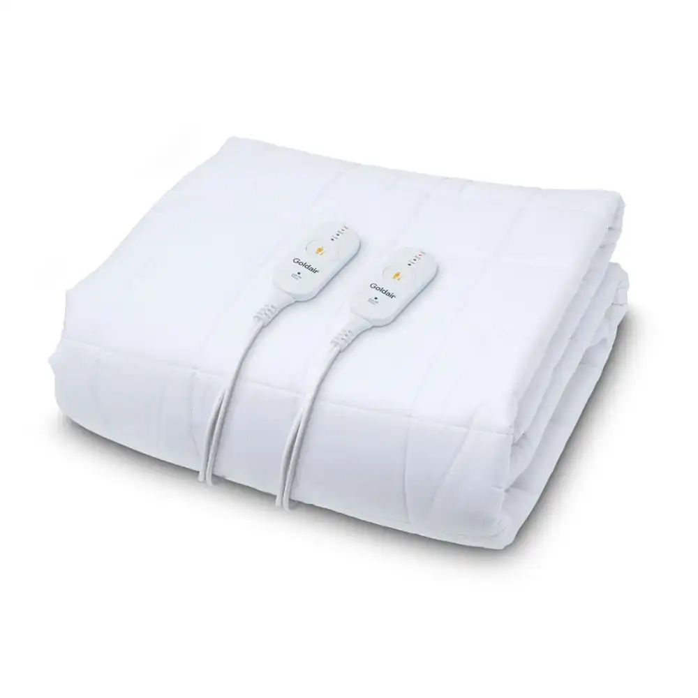 Goldair Waterproof Electric Blanket For Queen Size Bed Adjustable Heated 60W WHT