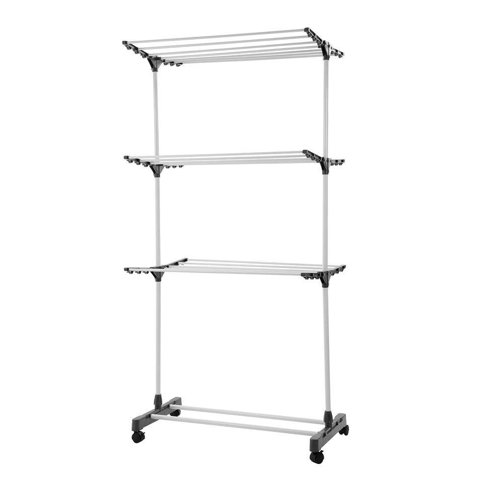 Boxsweden 80x60x165cm 3 Tier Clothes Dryer Rack Airer/Horse w/ Wheels 21 Rails