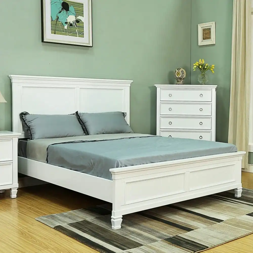 Our Home Seina Hampton Classic Solid Wooden Bed Frame King Size - White