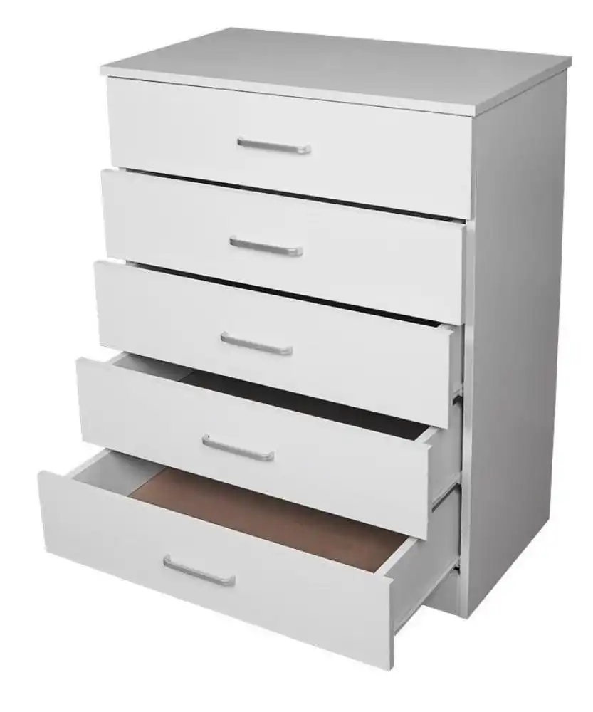 Modern 5-Drawer Chest TallBoy Storage Cabinet - White