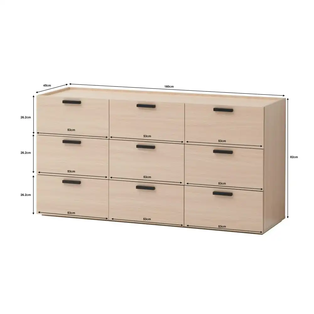 Keith Dresser Chest Of 9-Drawers Storage Cabinet - Oak